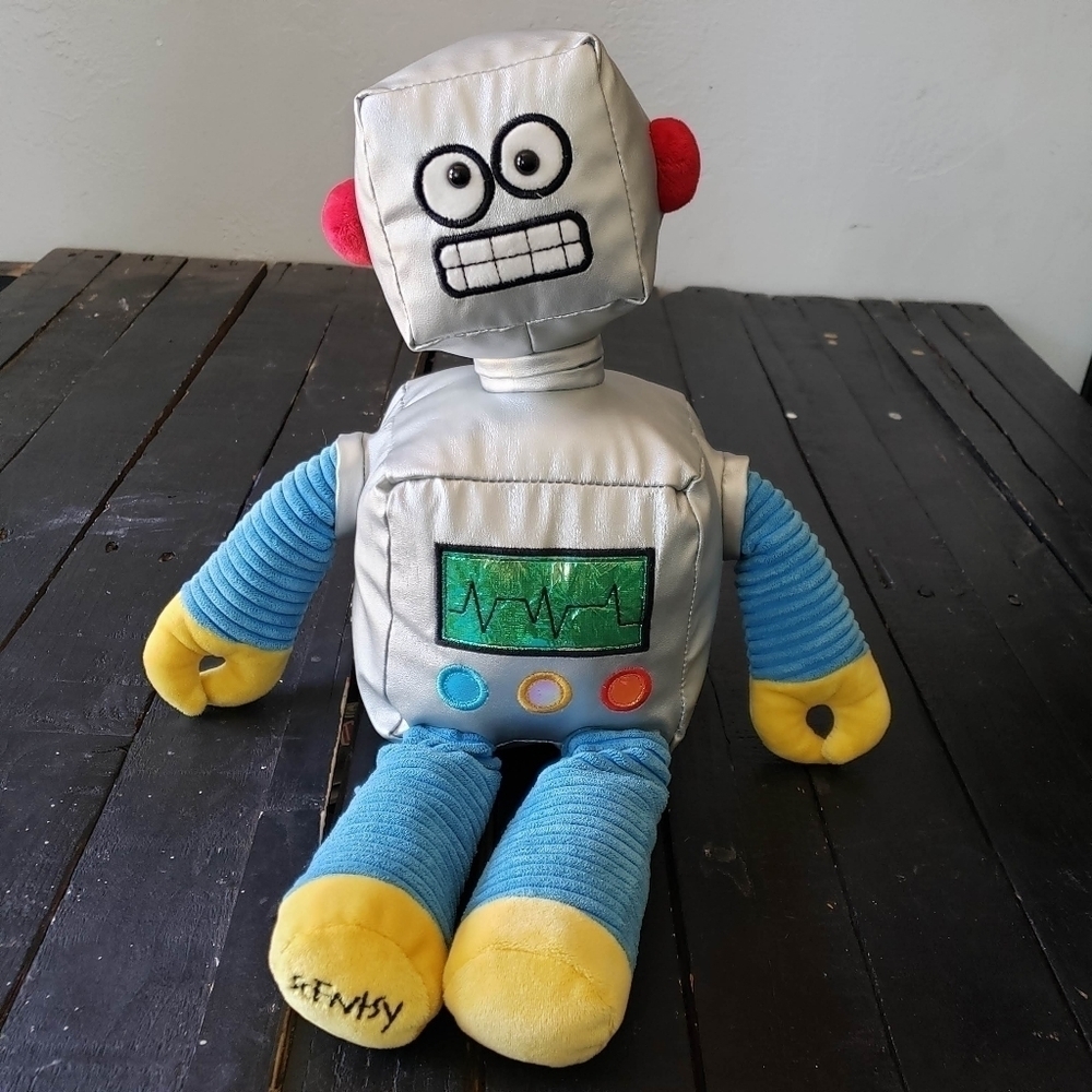 Scentsy Buddy Gage Robot Stuffed Plush Toy Lovie Lovey Scented Silver Blue